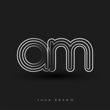 İlk logo AM siyah beyaz çizgili kompozisyon ve küçük harf, Vector logo tasarım elemanları iş veya şirket kimliği için.