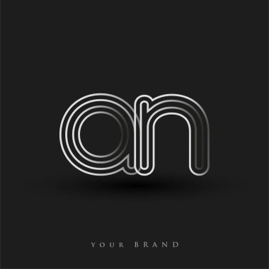 İlk logo A renkli siyah beyaz çizgili kompozisyon ve küçük harf, Vector logo şablon elemanları iş veya şirket kimliğiniz için.