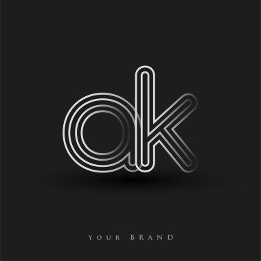 İlk logo AK renkli siyah beyaz çizgili kompozisyon ve küçük harf, Vector logo şablon elemanları iş veya şirket kimliğiniz için.