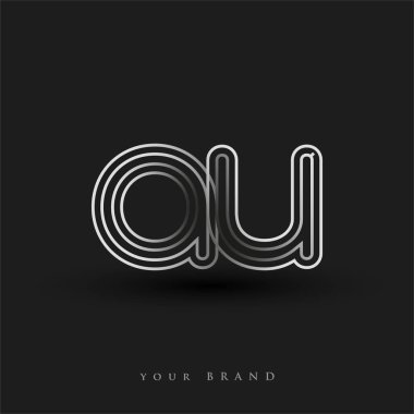 İlk logo AU renkli siyah beyaz çizgili kompozisyon ve küçük harf, Vector logo şablonu elemanları iş veya şirket kimliğiniz için.