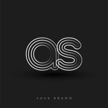 İlk logo AS renkli siyah beyaz çizgili kompozisyon ve küçük harf, Vector logo şablon elemanları iş veya şirket kimliğiniz için.