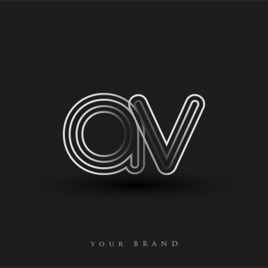 Başlangıçta AV logosu çizgili kompozisyon ve küçük harf, Vector logo şablonu elemanları şirketiniz veya şirket kimliğiniz için siyah ve beyazdı.