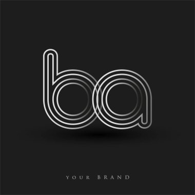 İlk logo BA çizgili kompozisyon ve küçük logo, Vector logo şablonu elemanları şirketiniz veya şirket kimliğiniz için siyah beyaz.