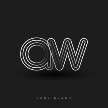 İlk logo AW renkli siyah beyaz çizgili kompozisyon ve küçük harf, Vector logo şablonu elemanları iş veya şirket kimliğiniz için.