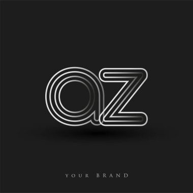 Başlangıçta AZ logosu çizgili kompozisyon ve küçük harf, Vector logo tasarım şablonu elemanları şirketiniz veya şirket kimliğiniz için siyah ve beyazdı.