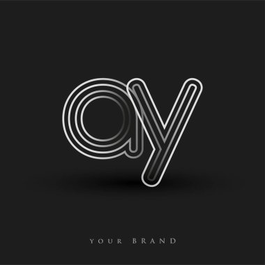 Başlangıçta AY logosu çizgili kompozisyon ve küçük harf, Vector logo şablonu elemanları şirketiniz veya şirket kimliğiniz için siyah ve beyazdı.