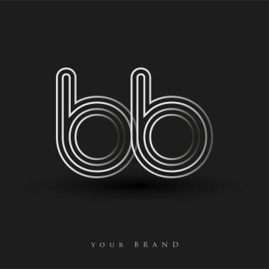 Başlangıçta BB logosu çizgili kompozisyon ve küçük harf, Vector logo tasarım şablonu elemanları şirketiniz veya şirket kimliğiniz için siyah beyaz renkteydi.