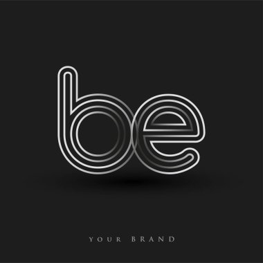 ilk logo BE renkli siyah beyaz çizgili kompozisyon ve küçük harf, Vector logo şablon elemanları iş veya şirket kimliğiniz için.