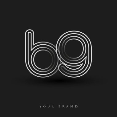 Başlangıçta BG logosu çizgili kompozisyon ve küçük harf, Vector logo şablonu elemanları şirketiniz veya şirket kimliğiniz için siyah beyaz renkteydi.