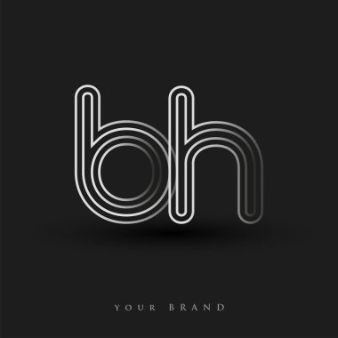 Başlangıçta BH logosu çizgili kompozisyon ve küçük harf, şirket veya şirket kimliğiniz için vektör logosu şablonu unsurları ile siyah beyaz renkliydi.