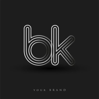 BK başlangıç logosu çizgili kompozisyon ve küçük harf, Vector logo şablonu elemanları şirketiniz veya şirket kimliğiniz için siyah beyaz.