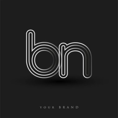ilk logo BN renkli siyah beyaz çizgili kompozisyon ve küçük harf, Vector logo şablonu elemanları iş veya şirket kimliğiniz için.