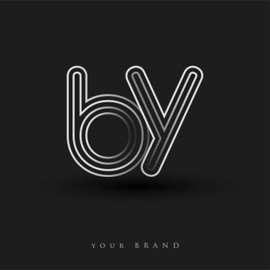 ilk logo by renkli siyah beyaz çizgili kompozisyon ve küçük harf, Vector logo şablon elemanları iş veya şirket kimliğiniz için.