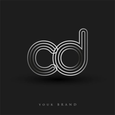 İlk logo CD 'si çizgili kompozisyon ve küçük harf, Vector logo tasarım şablonu elemanları şirketiniz veya şirket kimliğiniz için siyah beyaz.