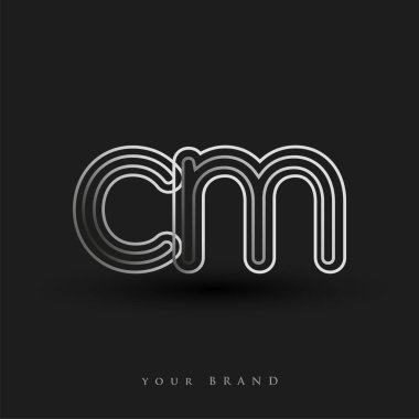 Başlangıçta CM logosu çizgili kompozisyon ve küçük harf, Vector logo şablonu elemanları şirketiniz veya şirket kimliğiniz için siyah beyaz renkteydi.