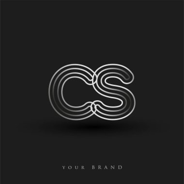 Başlangıçta CS logosu çizgili kompozisyon ve küçük harf, Vector logo tasarım şablonu elemanları şirketiniz veya şirket kimliğiniz için siyah ve beyazdır.