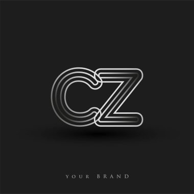 Başlangıçta CZ logosu çizgili kompozisyon ve küçük harf, Vector logo tasarım şablonu elemanları şirketiniz veya şirket kimliğiniz için siyah ve beyazdır.