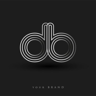 İlk logo DB çizgili kompozisyon ve küçük harf, Vector logo şablonu elemanları şirketiniz veya şirket kimliğiniz için siyah beyaz.
