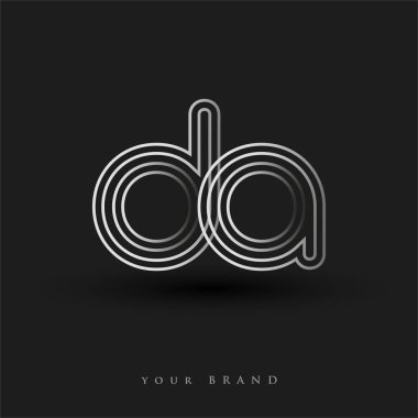 İlk logo DA siyah-beyaz çizgili kompozisyon ve küçük harf, Vector logo şablon elemanları iş veya şirket kimliğiniz için.