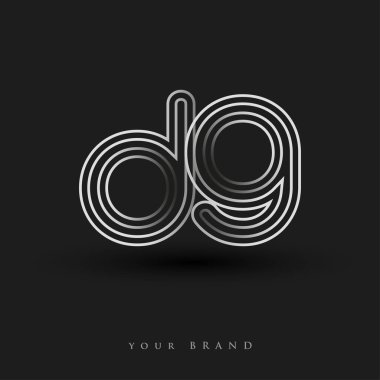İlk logo DG çizgili kompozisyon ve küçük harf, Vector logo şablonu elemanları şirketiniz veya şirket kimliğiniz için siyah beyaz.