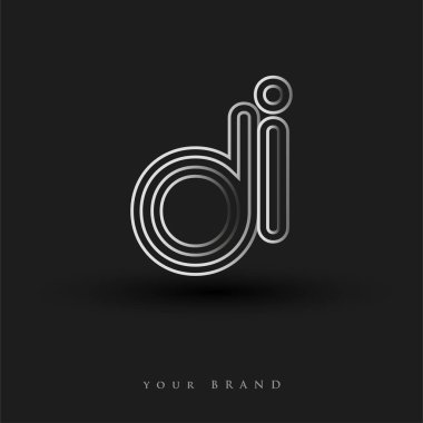 ilk logo DI renkli siyah beyaz çizgili kompozisyon ve küçük harf, Vector logo şablon elemanları iş veya şirket kimliğiniz için.