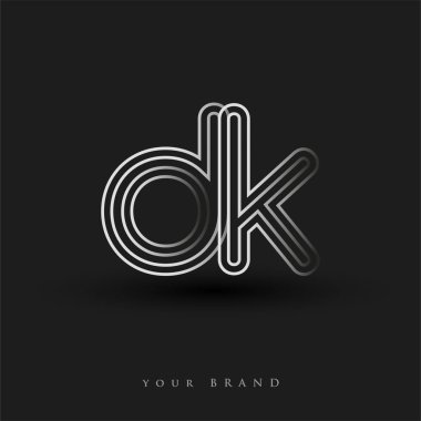 İlk logo DK çizgili kompozisyon ve küçük harf, Vector logo şablonu elemanları şirketiniz veya şirket kimliğiniz için siyah beyaz.