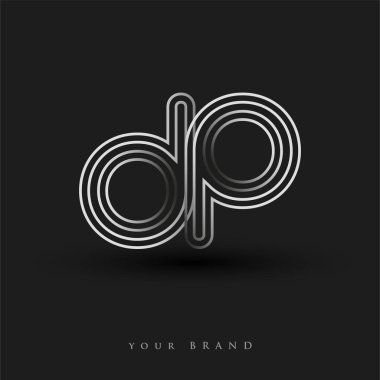 Başlangıçta DP logosu çizgili kompozisyon ve küçük harf, Vector logosu şablon elemanları şirketiniz veya şirket kimliğiniz için siyah beyaz renkteydi.