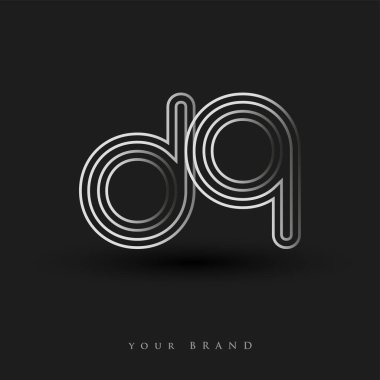 İlk logo DQ çizgili kompozisyon ve küçük harf, Vector logo şablonu elementleri iş veya şirket kimliğiniz için siyah beyaz.