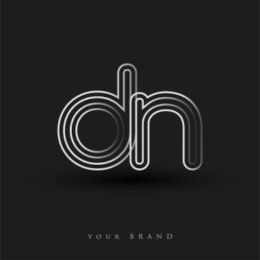 İlk logo DN renkli siyah-beyaz çizgili kompozisyon ve küçük harf, Vector logo şablon elemanları iş veya şirket kimliğiniz için.