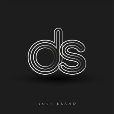 DS 'nin ilk logosu çizgili kompozisyon ve küçük harf, Vector logo şablon elemanları şirketiniz veya şirket kimliğiniz için siyah beyaz renkte..