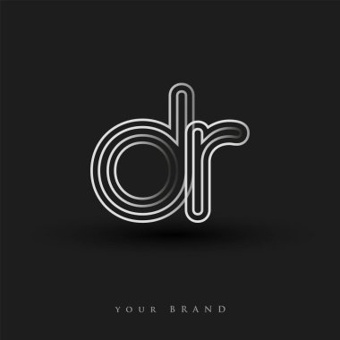 İlk logo DR çizgili kompozisyon ve küçük harf, Vector logo şablon elemanları iş veya şirket kimliği için siyah beyaz.