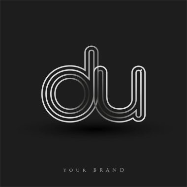 İlk logo DU renkli siyah beyaz çizgili kompozisyon ve küçük harf, Vector logo şablonu elemanları iş veya şirket kimliğiniz için.