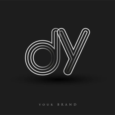 İlk logo DY siyah-beyaz çizgili kompozisyon ve küçük harf, Vector logo şablon elemanları iş veya şirket kimliğiniz için.