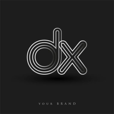 Başlangıçta DX logosu çizgili kompozisyon ve küçük harf, Vector logo şablonu elemanları şirketiniz veya şirket kimliğiniz için siyah ve beyazdı.