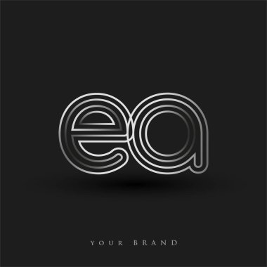 Başlangıçta EA logosu çizgili kompozisyon ve küçük harf, Vector logo şablonu elemanları şirketiniz veya şirket kimliğiniz için siyah beyaz.