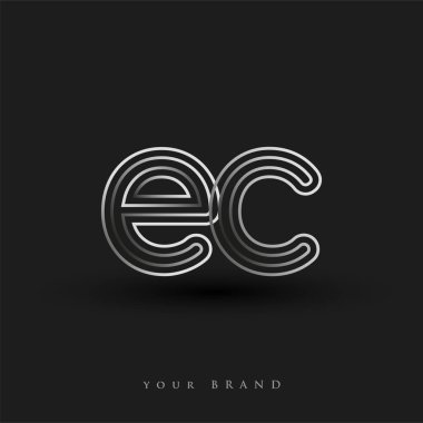 AK 'nin ilk logosu çizgili kompozisyon ve küçük harf ile siyah beyaz renkte, işletme veya şirket kimliğiniz için vektör logosu şablon unsurları tasarladı.