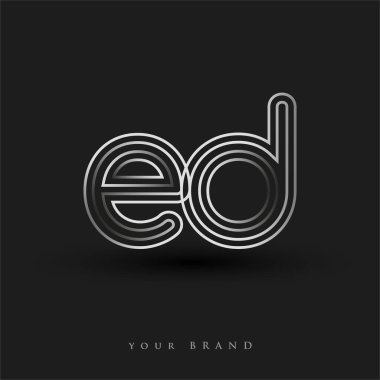 ilk logo ED renkli siyah-beyaz çizgili kompozisyon ve küçük harf, Vector logo şablon elemanları iş veya şirket kimliğiniz için.