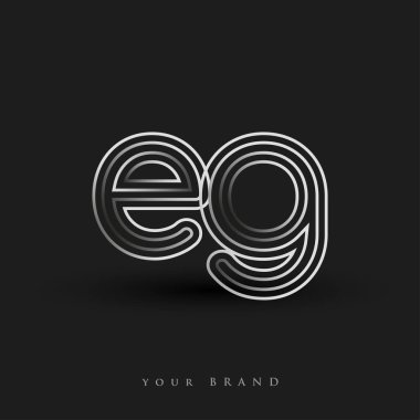 Başlangıçta EG logosu çizgili kompozisyon ve küçük harf, Vector logo şablonu elemanları şirketiniz veya şirket kimliğiniz için siyah ve beyazdı.