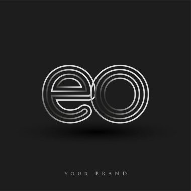 İlk logo siyah-beyaz çizgili kompozisyon ve küçük harf, Vector logo şablon elemanları şirketiniz veya şirket kimliğiniz için.