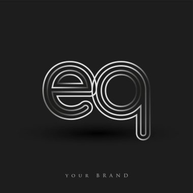 Başlangıçta EQ logosu çizgili kompozisyon ve küçük harf, Vector logo şablonu elemanları şirketiniz veya şirket kimliğiniz için siyah beyaz renkteydi.
