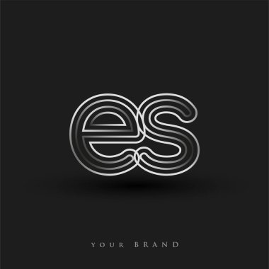 ilk logo ES çizgili kompozisyon ve küçük harf, Vector logo tasarım elemanları şirketiniz veya şirket kimliğiniz için siyah beyaz.