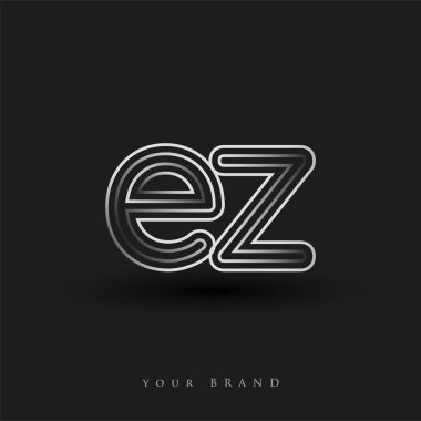 Başlangıçta EZ logosu çizgili kompozisyon ve küçük harf, Vector logo şablonu elemanları şirketiniz veya şirket kimliğiniz için siyah ve beyazdı.