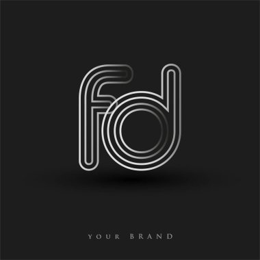 Başlangıçta FD logosu çizgili kompozisyon ve küçük harf, Vector logo tasarım şablonu elemanları şirketiniz veya şirket kimliğiniz için siyah beyaz renkteydi.