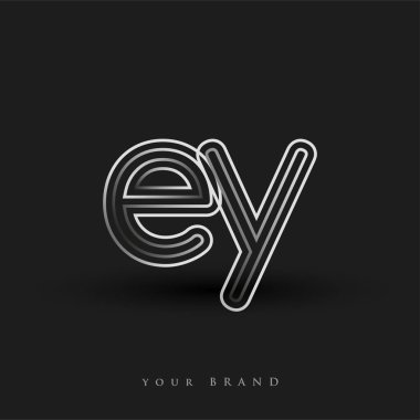 İlk logo EY renkli siyah-beyaz çizgili kompozisyon ve küçük harf, Vector logo şablon elemanları şirketiniz veya şirket kimliğiniz için.