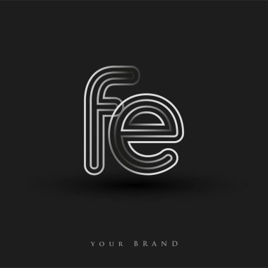 Başlangıçta FE logosu çizgili kompozisyon ve küçük harf, Vector logo şablonu elemanları şirketiniz veya şirket kimliğiniz için siyah beyaz renkteydi.