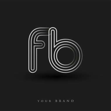 Başlangıçta FB logosu çizgili kompozisyon ve küçük harf, Vector logo tasarım şablonu elemanları şirketiniz ya da şirket kimliğiniz için siyah beyaz renkteydi.