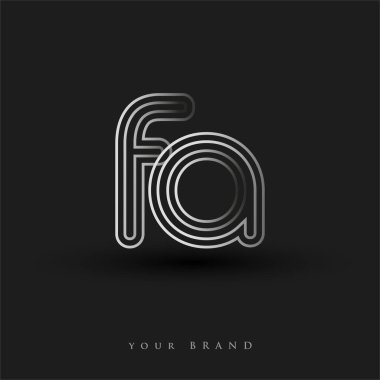 başlangıç logosu FA renkli siyah-beyaz çizgili kompozisyon ve küçük harf, Vector logo tasarım elemanları iş veya şirket kimliğiniz için.