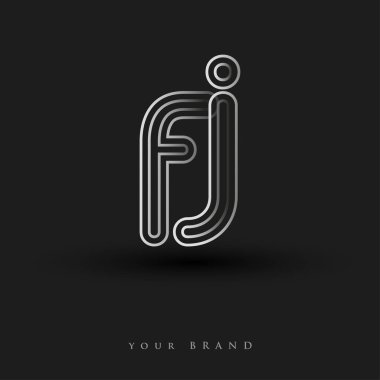 İlk logo FJ çizgili kompozisyon ve küçük harf, Vector logo şablonu elemanları şirketiniz veya şirket kimliğiniz için siyah-beyaz renklendirilmiş.