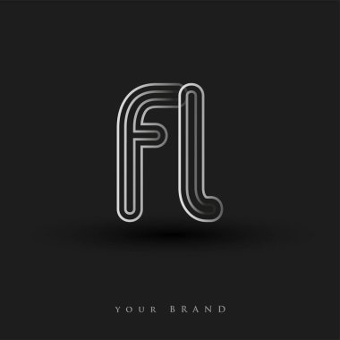 Başlangıçta FL logosu çizgili kompozisyon ve küçük harf, Vector logo şablonu elemanları şirketiniz veya şirket kimliğiniz için siyah beyaz renkteydi.