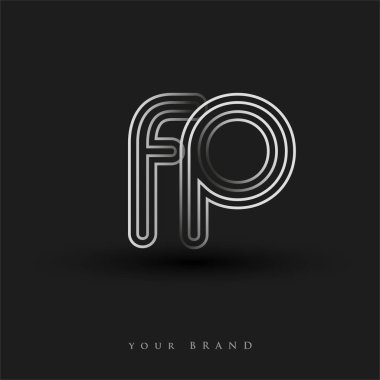 Başlangıçta FP logosu çizgili kompozisyon ve küçük harf, Vector logo şablonu elemanları şirketiniz veya şirket kimliğiniz için siyah beyaz renkteydi.